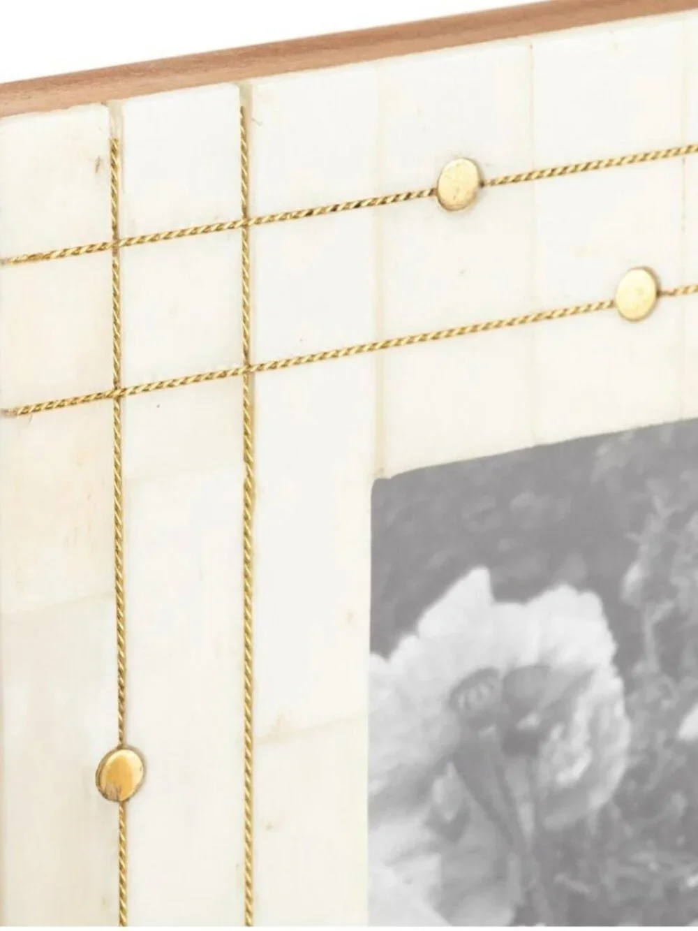 Buffalo Bone inlaid with gold lines & dots of in a beautiful frame for 5x7